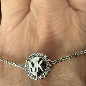 MICHAEL KORS MK Logo Silver adjustable pave Bracelet Crystals NWOT No Box